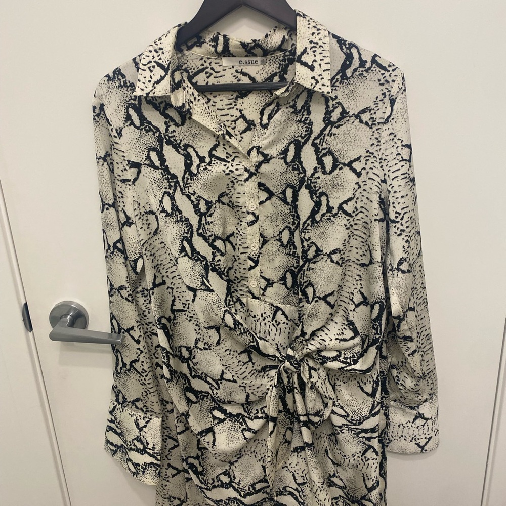 White Leopard Dress- Long Sleeve